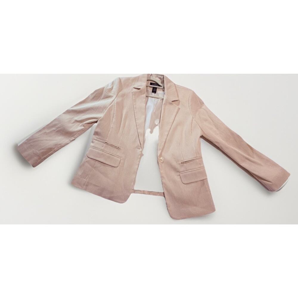 Studio by Liz Claiborne Beige Striped Notch Lapel Blazer Jacket Lined XL